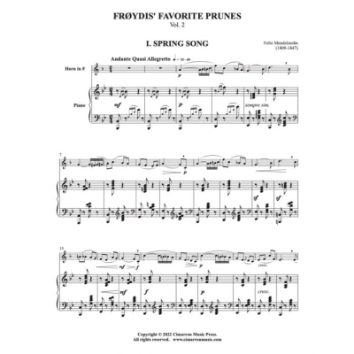 Froydis Favorite Prunes, Volume 2 - Horn/Piano - Book