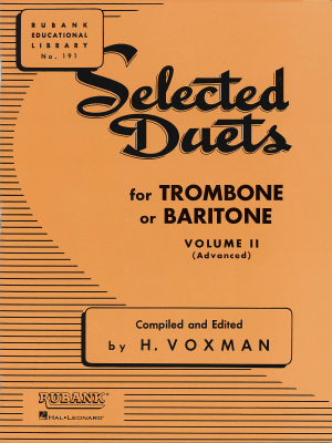 Rubank Publications - Selected Duets for Trombone or Baritone, volume2 (niveau moyen  avanc) Voxman Duo de trombones Livre