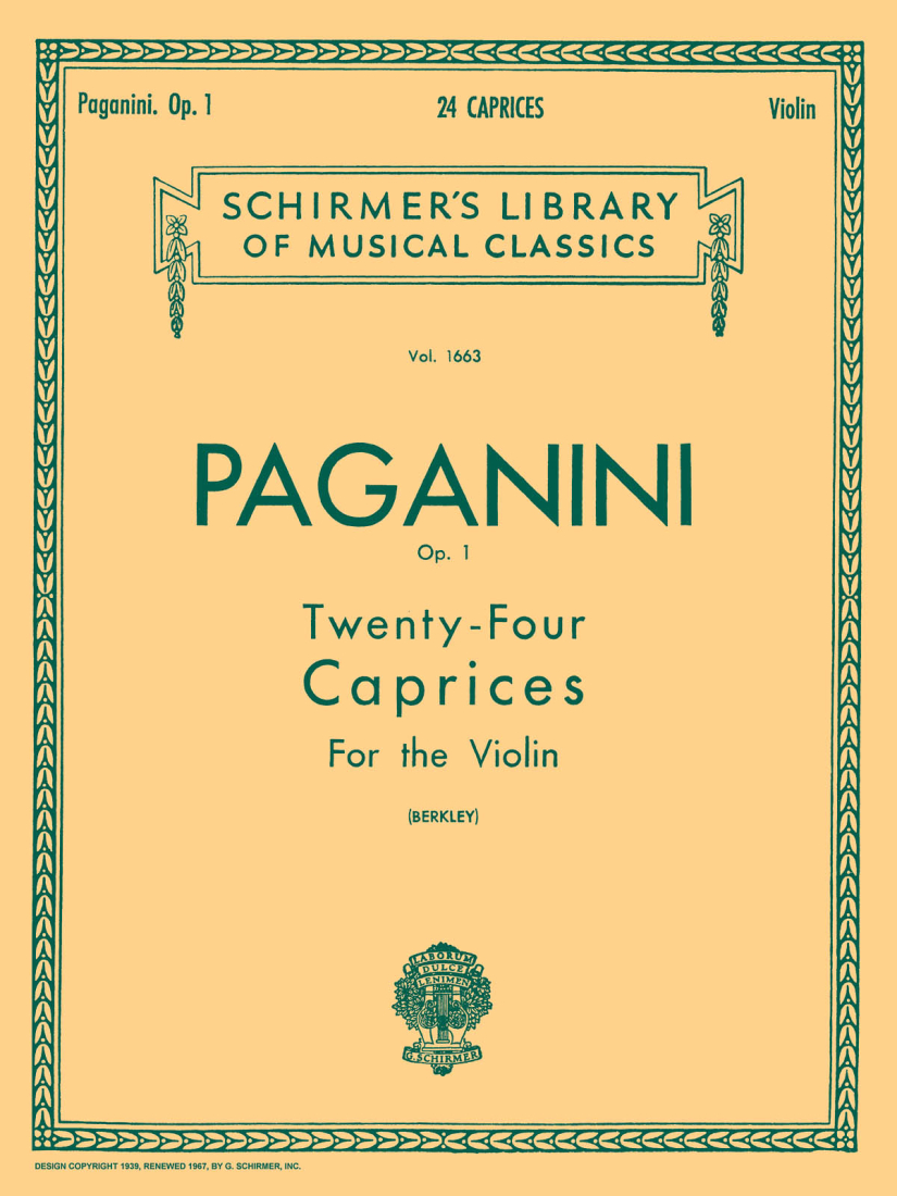 24 Caprices, Op. 1 - Paganini/Berkley - Violin - Book