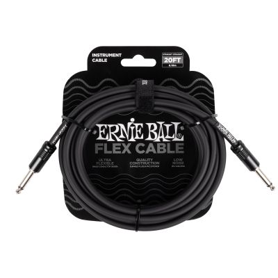 Ernie Ball - Flex Instrument Cable Straight/Straight 20 ft - Black