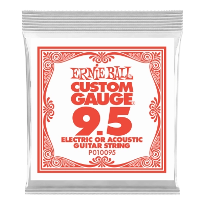 Ernie Ball - Plain Steel Electric or Acoustic Guitar String - .0095