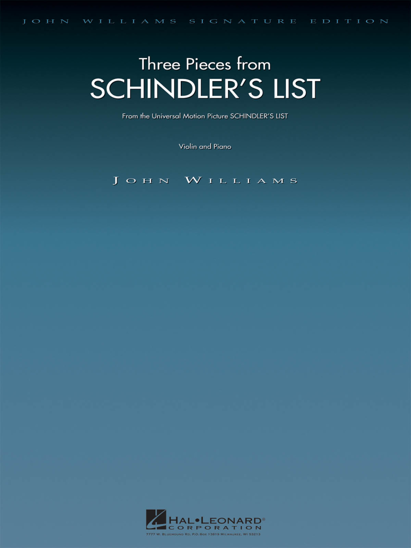 Three Pieces from Schindler\'s List - Williams - Violin/Piano - Book