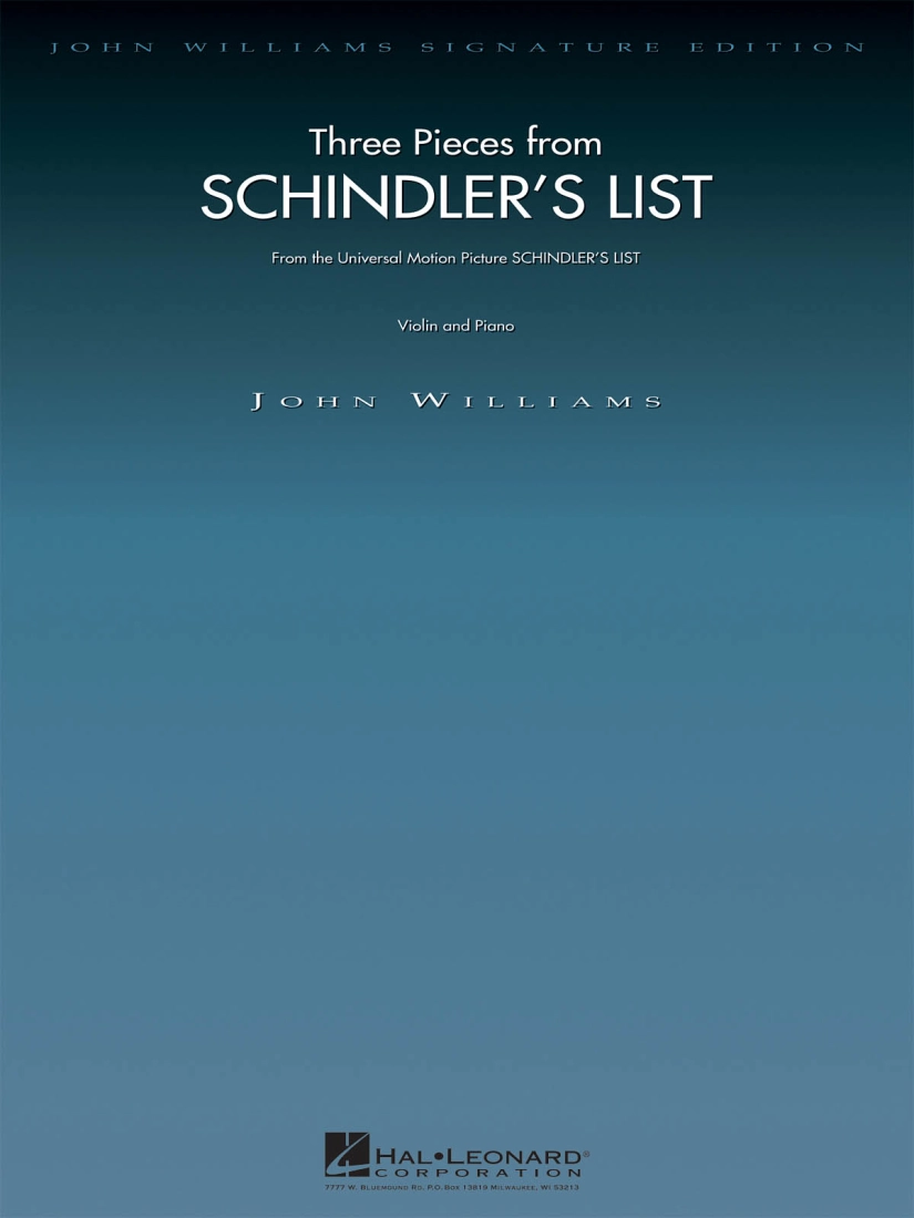 Three Pieces from Schindler\'s List - Williams - Violin/Piano - Book