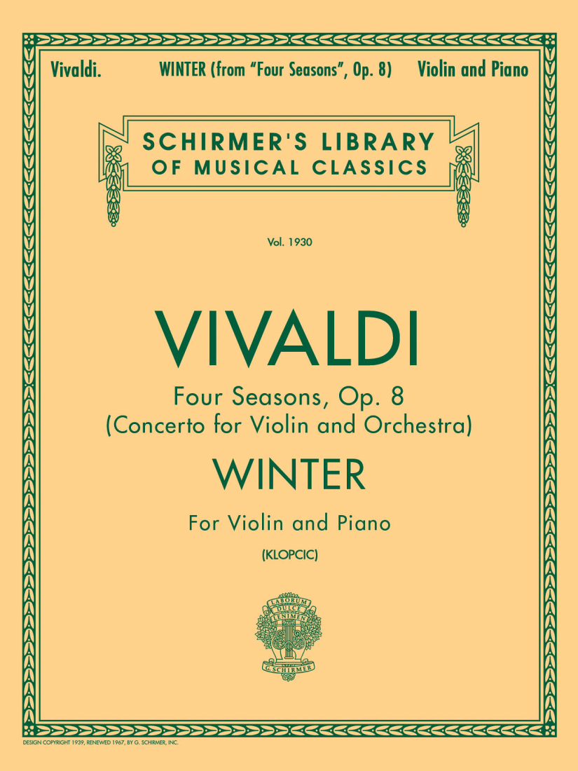 Four Seasons, Op. 8 No. 4: Winter - Vivaldi/Klopcic - Violin/Piano - Sheet Music