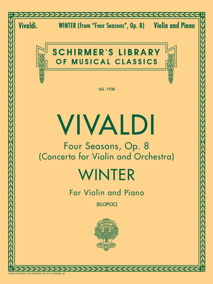 Four Seasons, Op. 8 No. 4: Winter - Vivaldi/Klopcic - Violin/Piano - Sheet Music