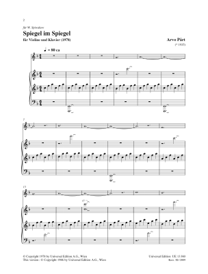 Spiegel im Spiegel - Part - Violin/Piano - Sheet Music