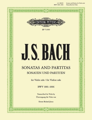 C.F. Peters Corporation - Sonatas and Partitas for Violin Solo BWV 1001-1006 (Transcribed for Viola) - Bach/Rowland-Jones - Viola - Book