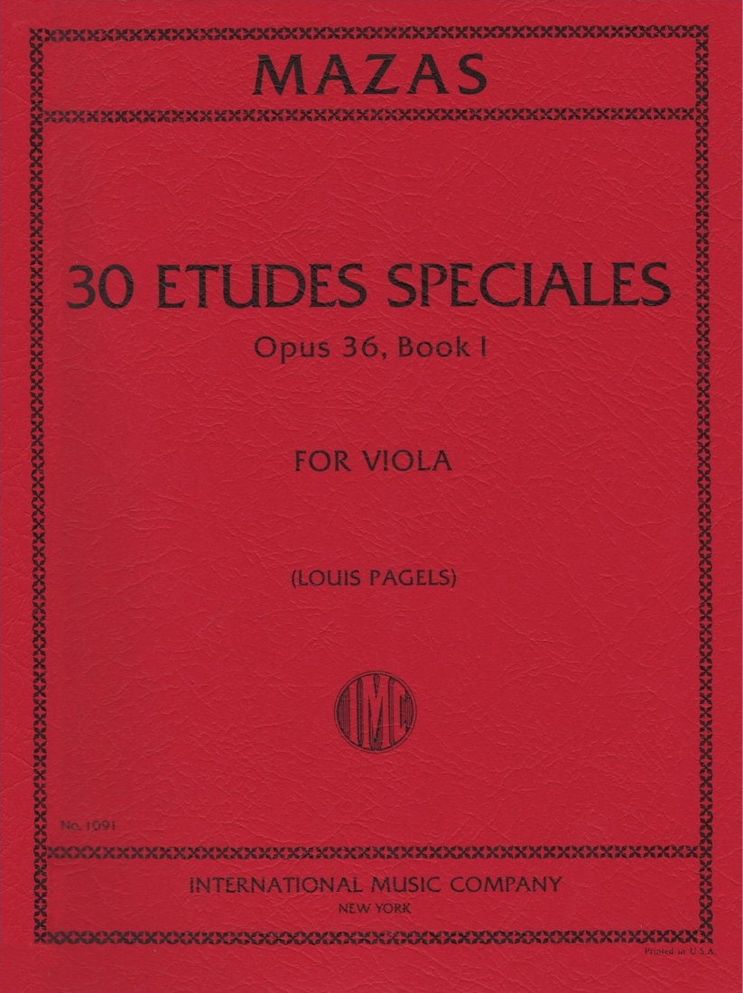 Etudes Speciales, Opus 36, Bk. 1 - Mazas/Pagels - Viola - Book