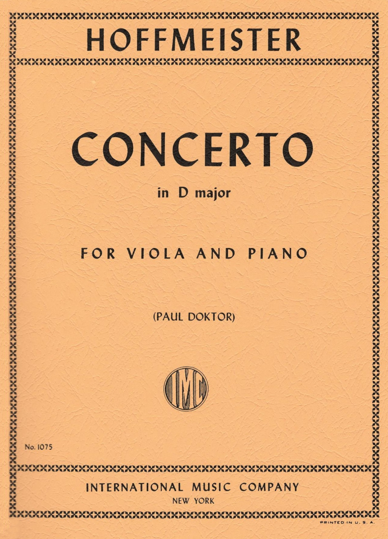 Concerto in D major - Hoffmeister/Doktor - Viola/Piano - Sheet Music