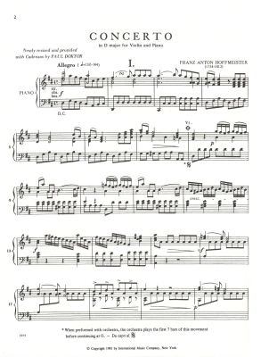 Concerto in D major - Hoffmeister/Doktor - Viola/Piano - Sheet Music