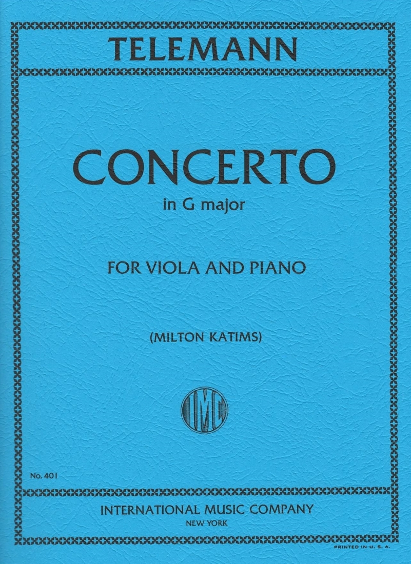 Concerto in G major - Telemann/Katims - Viola/Piano - Sheet Music