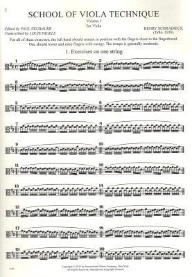 School of Viola Technique: Volume I - Schradieck/Pagels/Neubauer - Viola - Book