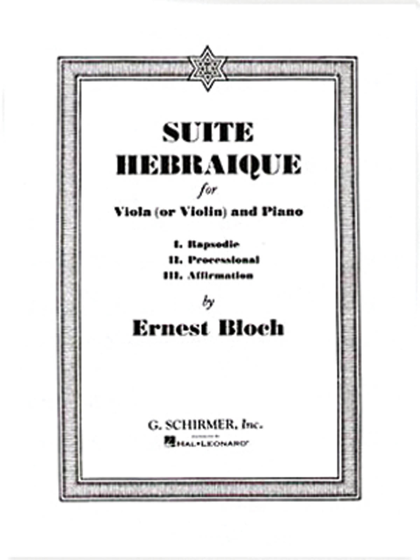 Suite Hebraique - Bloch - Viola/Piano - Book