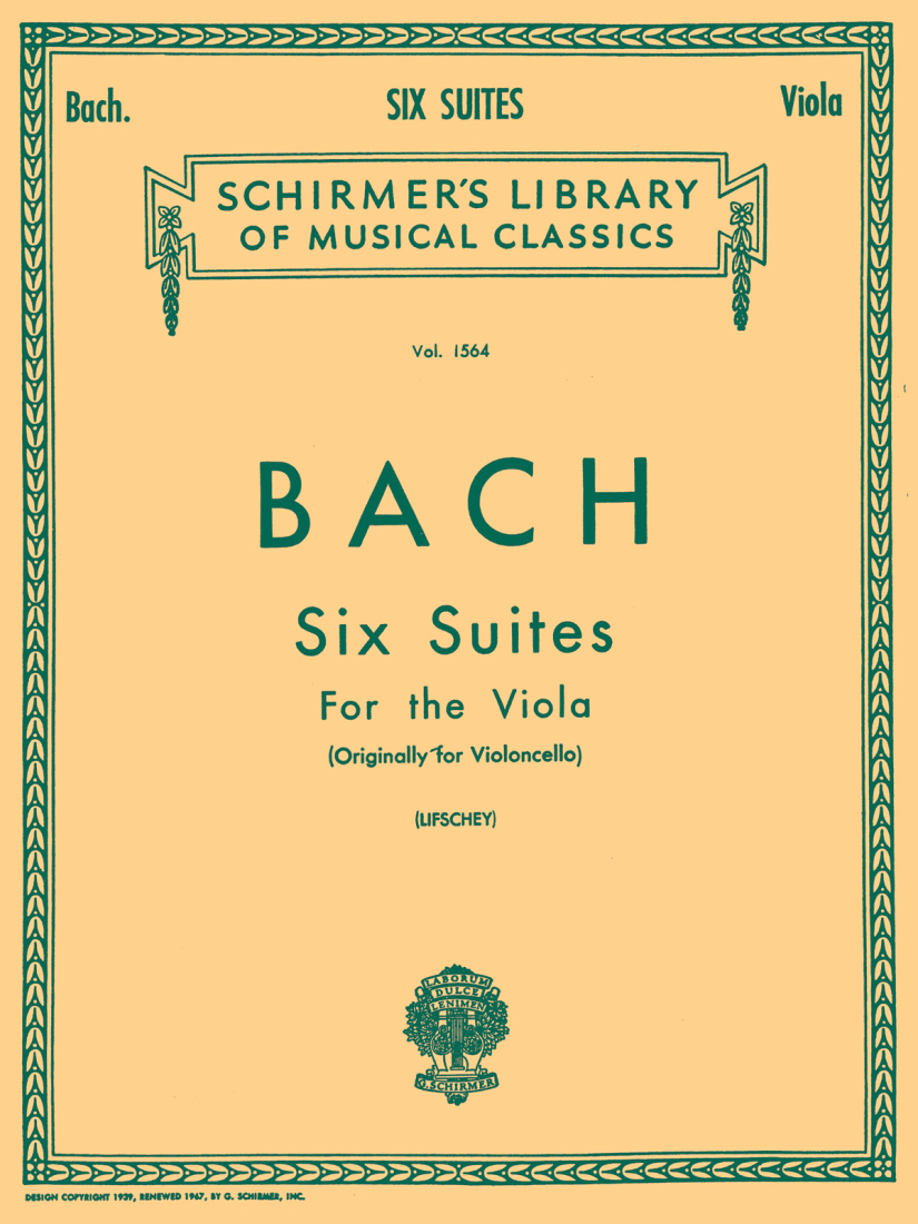Six Suites - Bach/Lifschey - Viola - Book