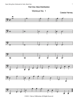 Open String Bow Workouts for Cello, Book One - Harvey - Cello - Book