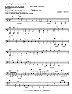 Open String Bow Workouts for Cello, Book Two - Harvey - Cello - Book