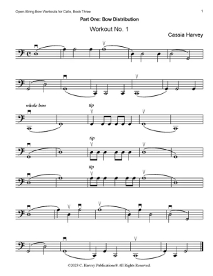Open String Bow Workouts for Cello, Book Three - Harvey - Cello - Book