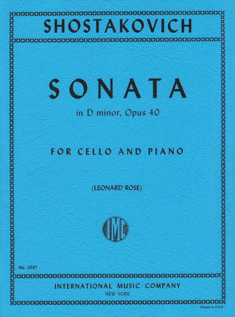Sonata in D minor, Opus 40 - Shostakovich/Rose - Cello/Piano - Sheet Music