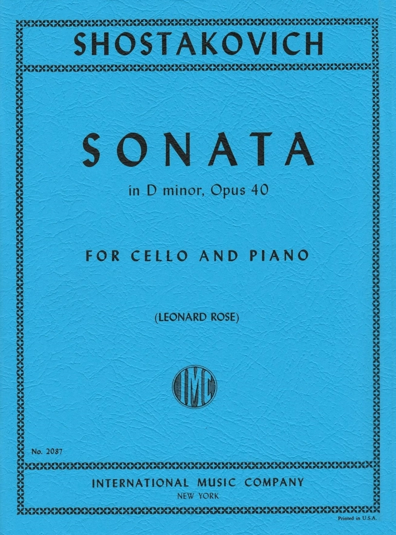 Sonata in D minor, Opus 40 - Shostakovich/Rose - Cello/Piano - Sheet Music