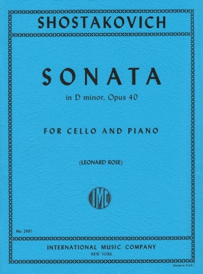 International Music Company - Sonata in D minor, Opus 40 - Shostakovich/Rose - Cello/Piano - Sheet Music