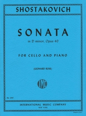 International Music Company - Sonata in D minor, Opus 40 - Shostakovich/Rose - Cello/Piano - Sheet Music
