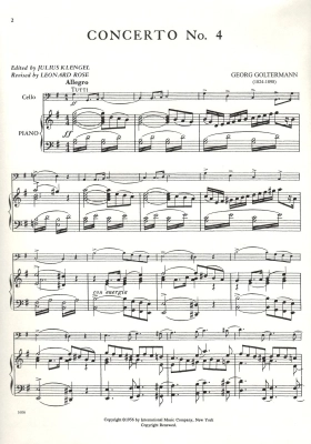 Concerto No. 4 in G major, Opus 65 - Goltermann/Klengel/Rose - Cello/Piano - Sheet Music