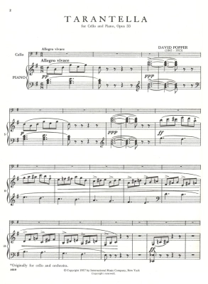 Tarantella, Opus 33 - Popper/Rose - Cello/Piano - Sheet Music