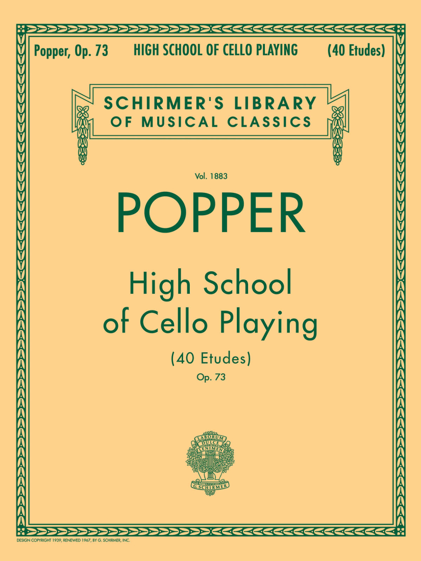High School of Cello Playing (40 Etudes) Op. 73 - Popper - Cello - Book