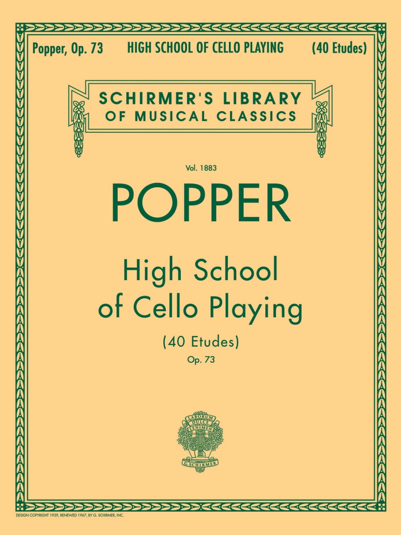 High School of Cello Playing (40 Etudes) Op. 73 - Popper - Cello - Book