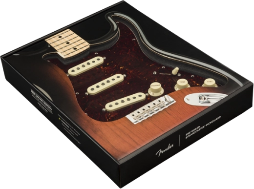 Pre-Wired Strat Pickguard, Custom Shop Fat 50\'s SSS, 11 Hole - Tortoise Shell