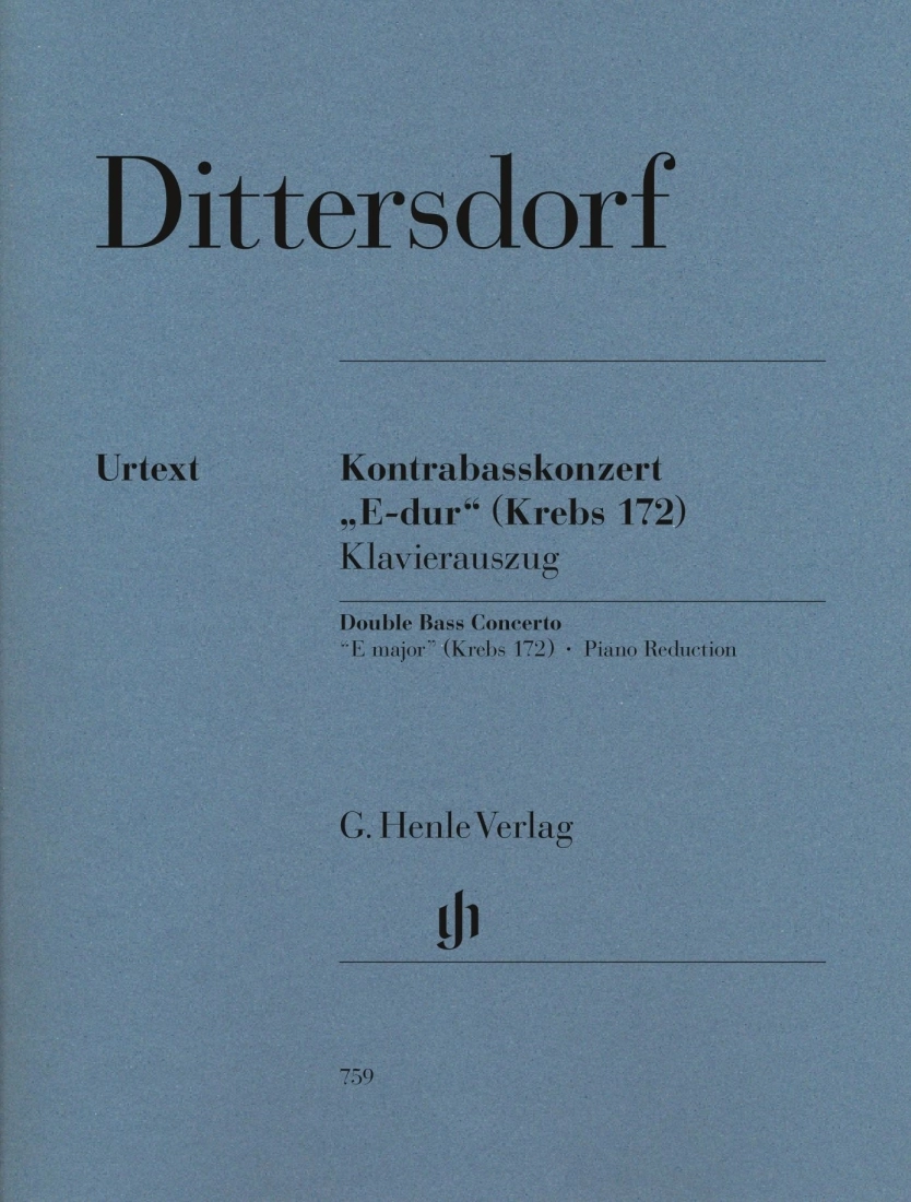 Double Bass Concerto E Major (Krebs 172) - Dittersdorf/Gloeckler - Double Bass/Piano - Sheet Music