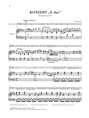 Double Bass Concerto E Major (Krebs 172) - Dittersdorf/Gloeckler - Double Bass/Piano - Sheet Music