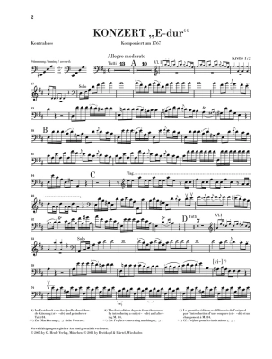 Double Bass Concerto E Major (Krebs 172) - Dittersdorf/Gloeckler - Double Bass/Piano - Sheet Music