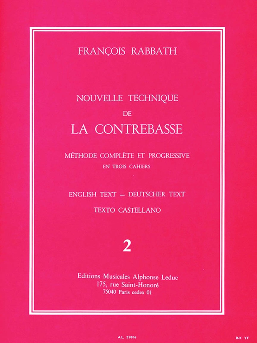 Nouvelle Technique de la Contrebasse, Volume 2 - Rabbath - Double Bass - Book