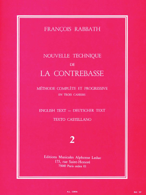 Alphonse Leduc - Nouvelle Technique de la Contrebasse, Volume 2 - Rabbath - Double Bass - Book