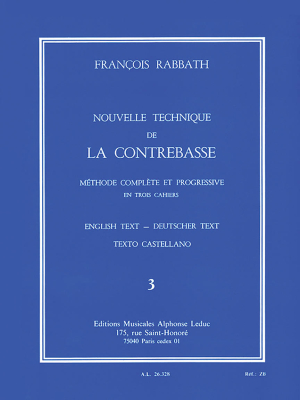 Alphonse Leduc - Nouvelle Technique de la Contrebasse, Volume 3 - Rabbath - Double Bass - Book
