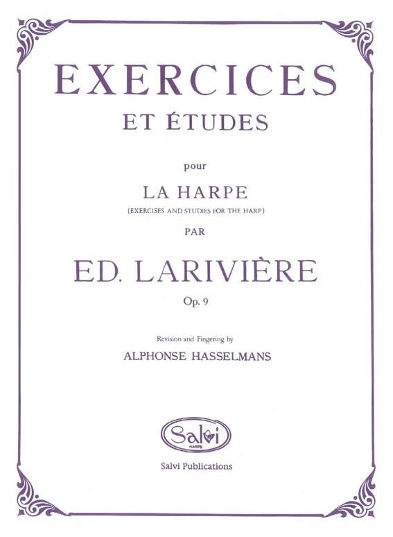 Exercises et Etudes Op. 9 - Lariviere/Hasselmans - Pedal Harp - Book