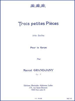 Alphonse Leduc - 3 Petites Pieces Tres Faciles Op. 7 - Grandjany - Harp - Book