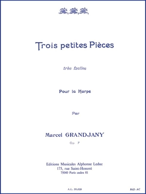 Alphonse Leduc - 3 Petites Pieces Tres Faciles Op. 7 - Grandjany - Harp - Book