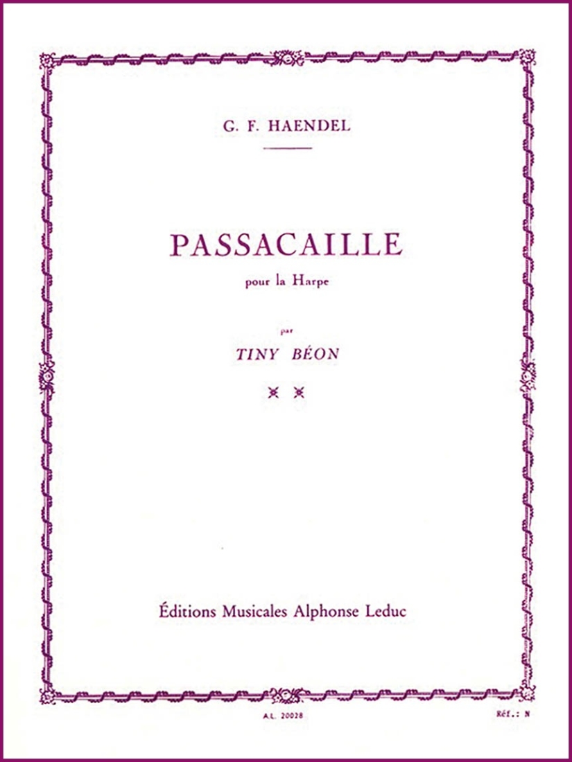 Passacaglia - Handel/Beon - Pedal Harp - Sheet Music