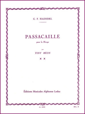 Alphonse Leduc - Passacaglia - Handel/Beon - Pedal Harp - Sheet Music