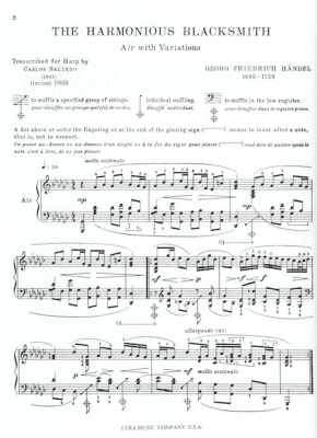 The Harmonious Blacksmith - Handel/Salzedo - Harp - Sheet Music
