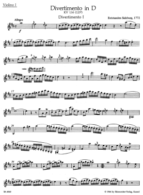 Three Divertimenti for String Quartet K. 136-138 (125a-c) - Mozart/Fussl - String Quartet - Parts Set