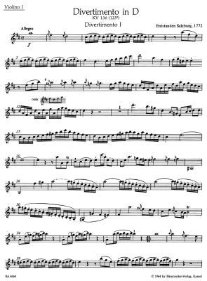 Three Divertimenti for String Quartet K. 136-138 (125a-c) - Mozart/Fussl - String Quartet - Parts Set