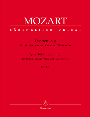 Baerenreiter Verlag - Quartet in G minor K. 478 - Mozart/Federhofer - Violin/Viola/Cello/Piano - Score/Parts