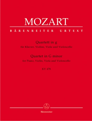 Baerenreiter Verlag - Quartet in G minor K. 478 - Mozart/Federhofer - Violin/Viola/Cello/Piano - Score/Parts