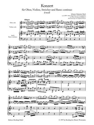 Double Concerto in D minor reconstructed after BWV 1060 - Bach/Hofmann - Oboe/Violin/Piano - Score/Parts