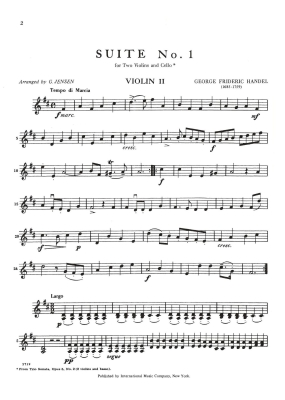 Two Suites, Op. 5 No. 2 - Handel/Jenson - String Trio - Parts Set