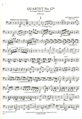 Quartet No. 12 in F major, Opus 96 (\'\'American\'\') (ed. PAGANINI QUARTET) - Dvorak - String Quartet - Parts Set