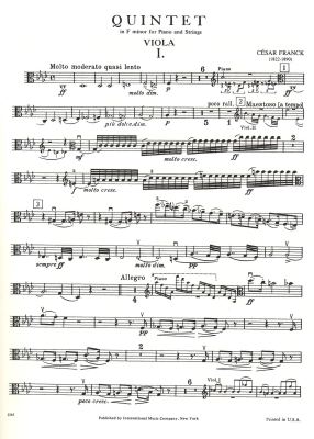 Quintet in F minor - Franck - 2 Violins/Viola/Cello/Piano - Score and Parts